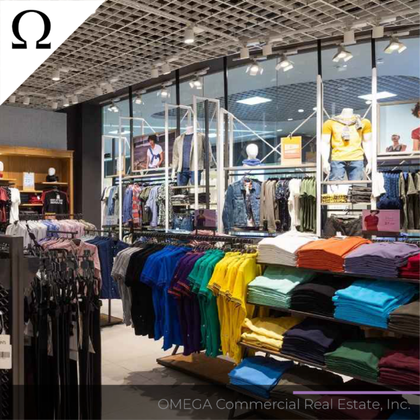 Retail Real Estate rent and lease for OMEGA Commercial Real Estate representing Department Stores, Convenience Stores, Discount Stores, Supermarkets, Specialty Stores, Warehouse Stores, Spas, Salons, Boutiques, Banking, Entertainment- Escape Room, Axe Throwing, etc., Professional Services